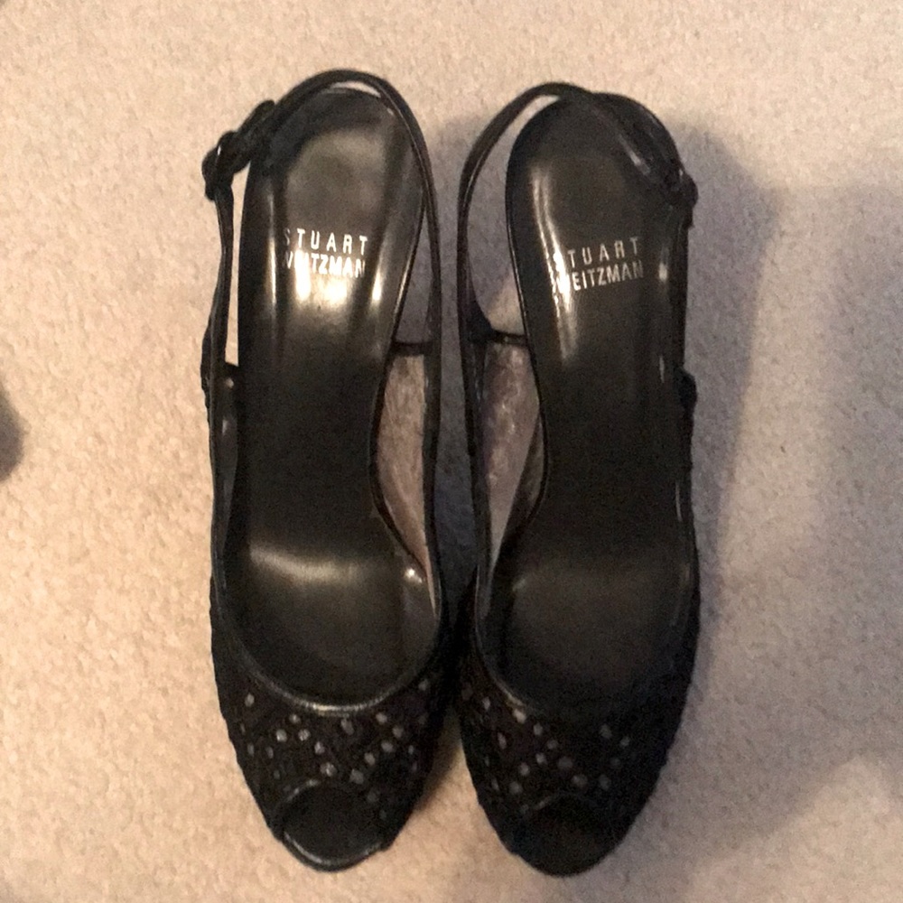 Stuart Weitzman Eyelet Peep Toe Heels